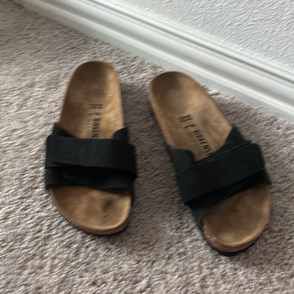 NEW Birkenstock Oida Black Leather Suede Sandals Size 39 - Picture 2 of 7